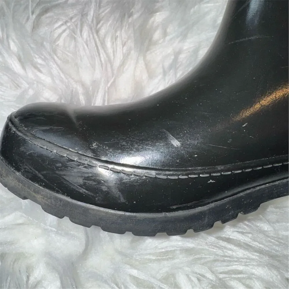 Sperry‎ Women's Black Walker Turk Waterproof Rain Boots Size 6 Tie Back Slip-on
